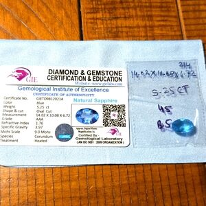 "Natural 5.2ct Blue Sapphire"